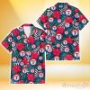 Texas Rangers Red Hibiscus Green Blue White Leaf Black Background 3D Hawaiian Shirt Gift For Fans