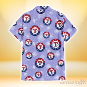 Texas Rangers Sketch White Hibiscus Violet Background 3D Hawaiian Shirt Gift For Fans Product Photo 3