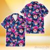 Texas Rangers Violet Red Hibiscus Blue Leaf Black Background 3D Hawaiian Shirt Gift For Fans