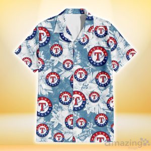 Texas Rangers White Hibiscus Orchid Light Blue Background 3D Hawaiian Shirt Gift For Fans Product Photo 2