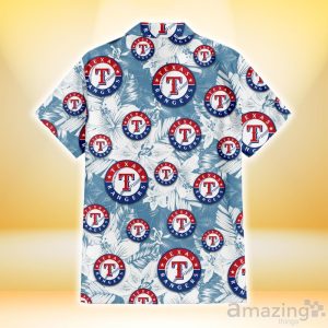 Texas Rangers White Hibiscus Orchid Light Blue Background 3D Hawaiian Shirt Gift For Fans Product Photo 3