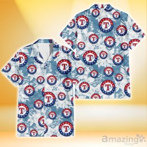 Texas Rangers White Hibiscus Orchid Light Blue Background 3D Hawaiian Shirt Gift For Fans Product Photo 1