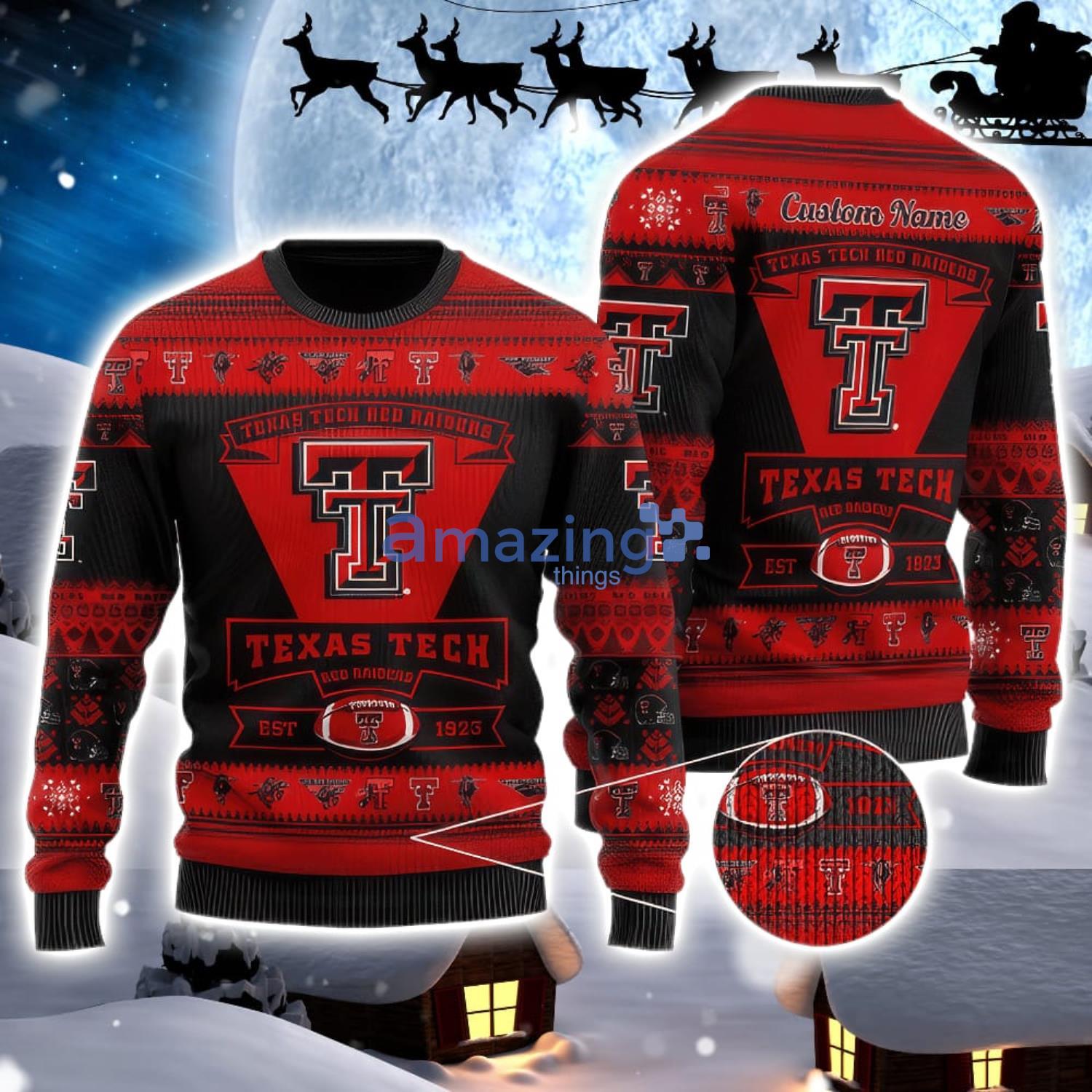 Texas Tech Red Raiders Team Custom Name Ugly Christmas Sweater For