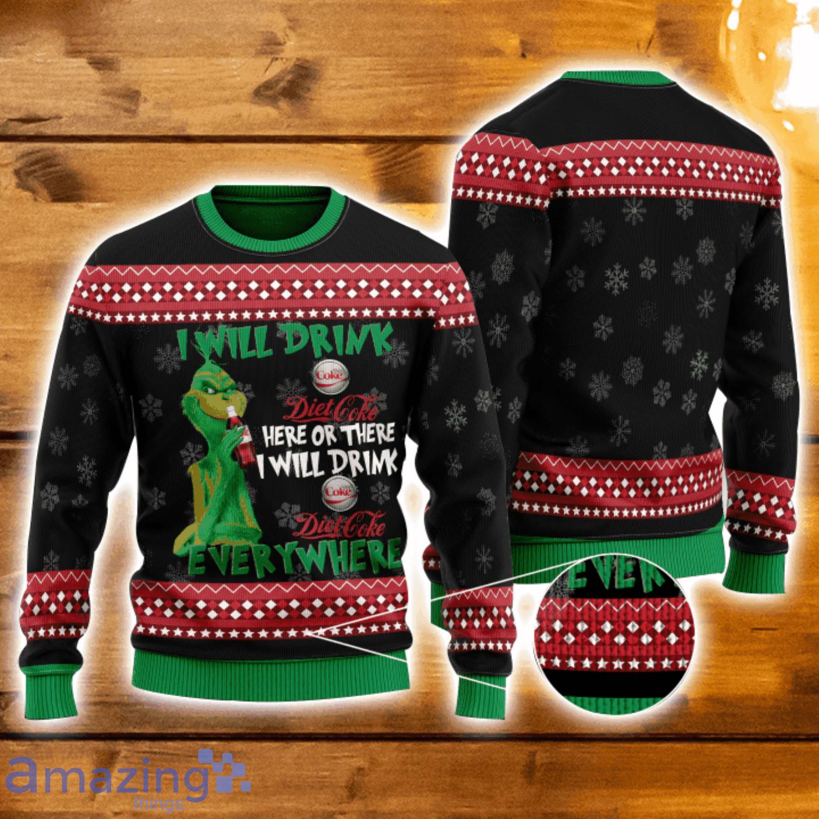 The Grinch I Will Drink Here Or There I Will Drink Diet Coke Everywhere 3D Ugly Christmas Sweater Men And Women Christmas Gift Product Photo 1