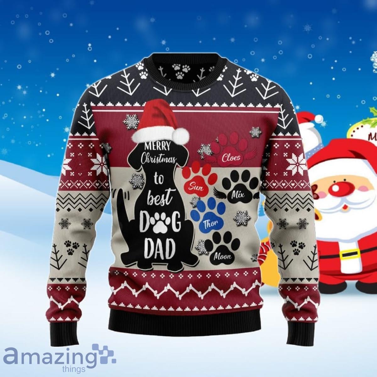 To Best Dog Dad Ugly Christmas Sweater Unique Gift Product Photo 1