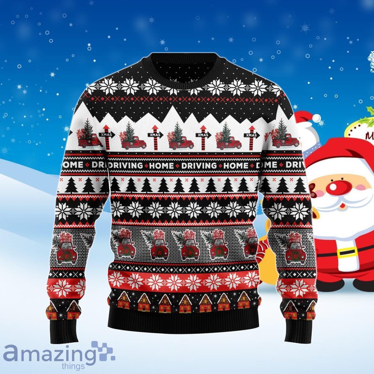 Truck Driving Home Ugly Christmas Sweater Unique Gift Product Photo 1 Truck Driving Home Ugly Christmas Sweater Unique Gift Product Photo 1