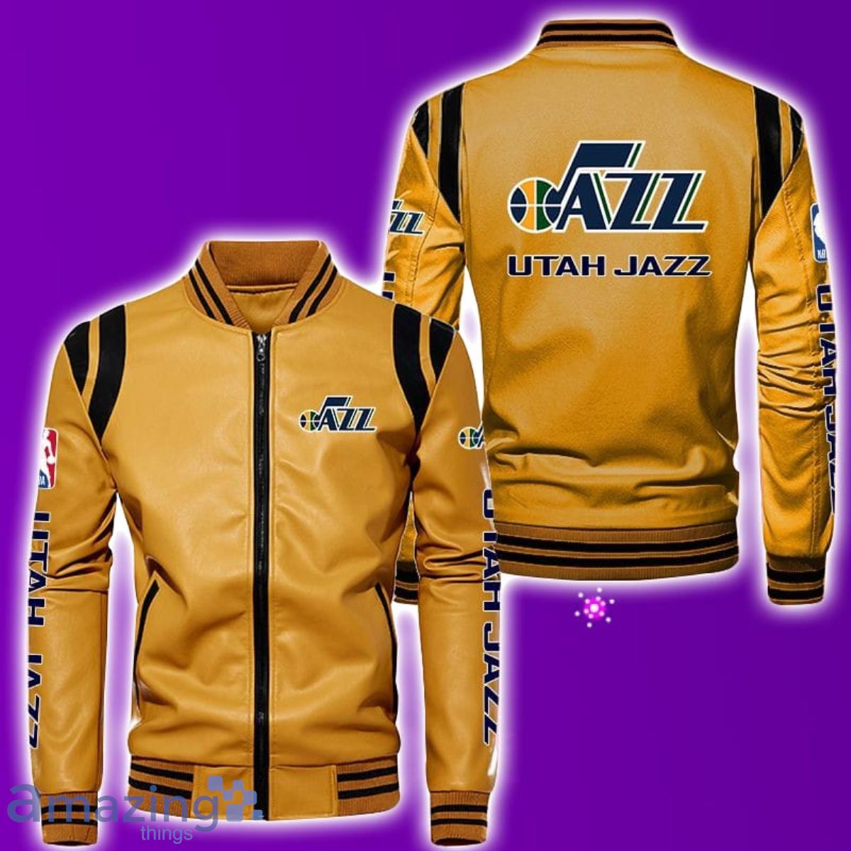 Utah Jazz Leather Bomber Jacket Best Gift For Men And Women Fans