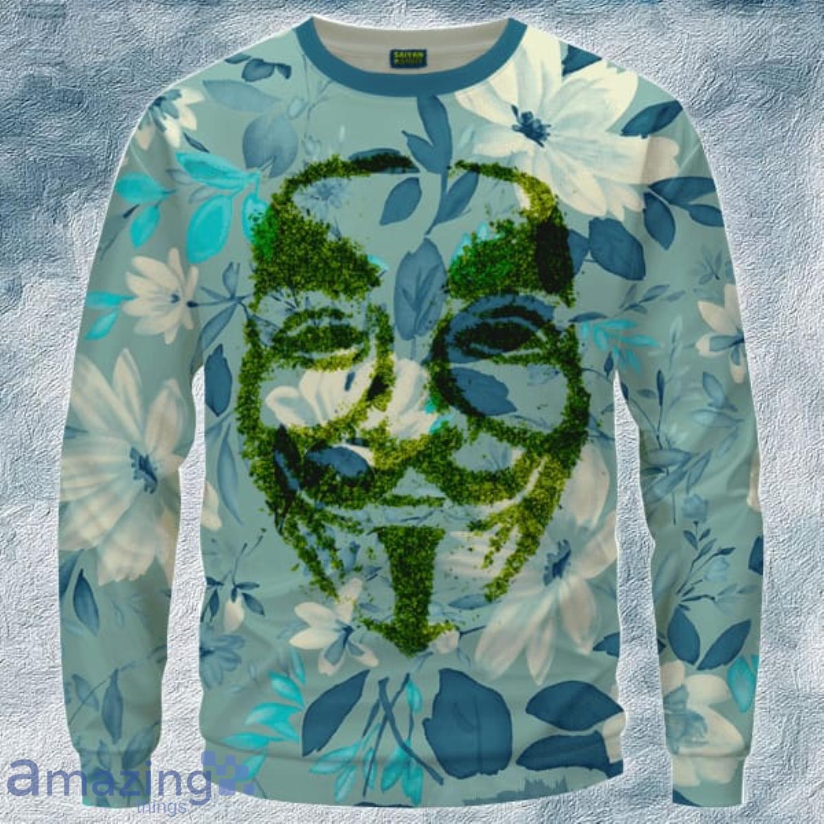 V For Vendetta Grinded Weed Cute Floral Crewneck 3D Sweater Product Photo 1