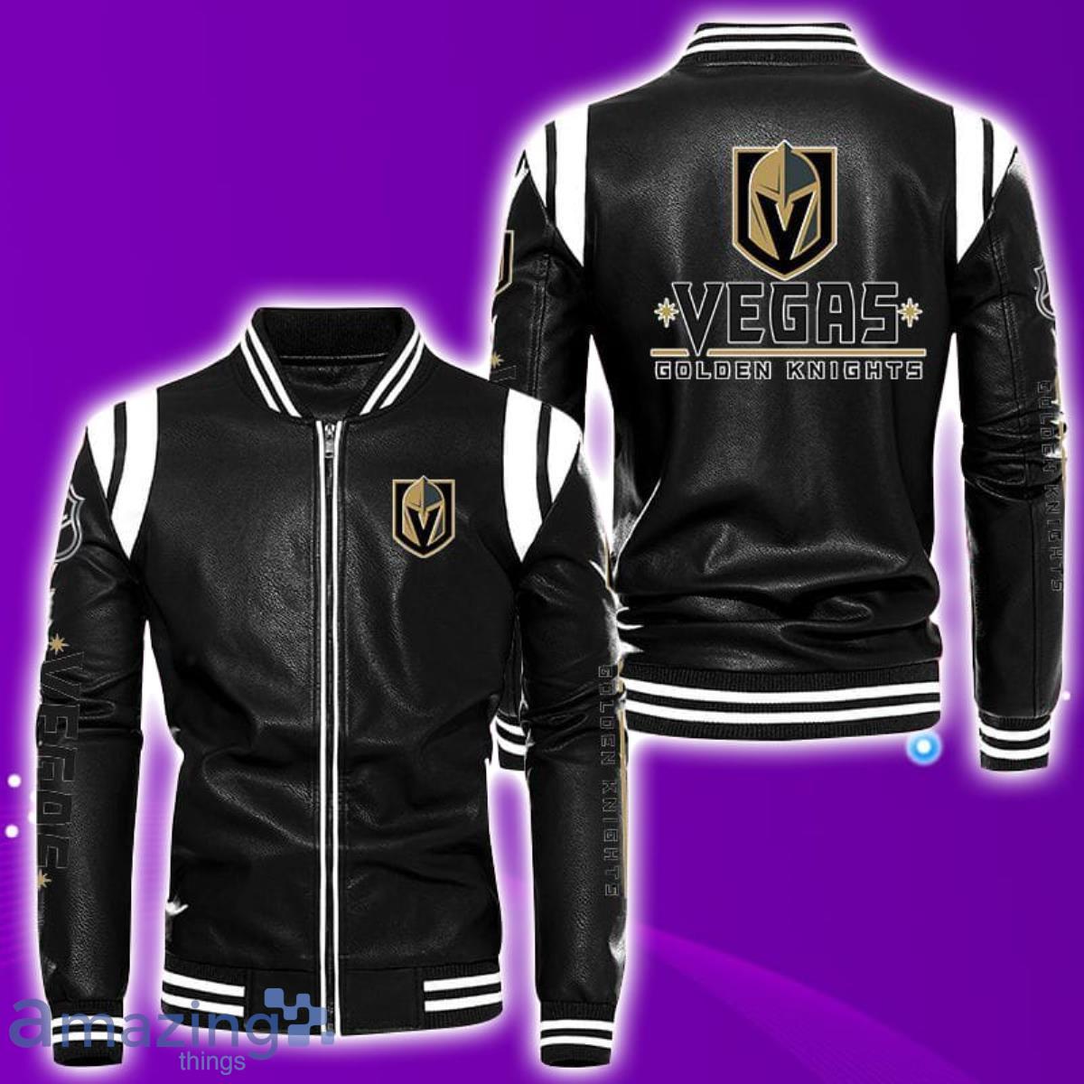 Vegas Golden Knights Leather Bomber Jacket Best Gift For Men And