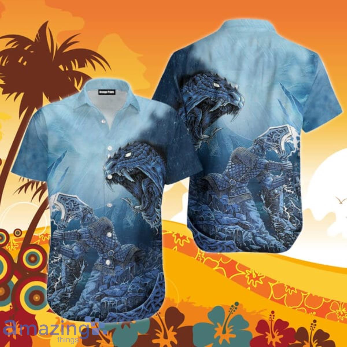 Viking Thor Vs Midgard Serpent Hawaiian Shirt For Men And Women Product Photo 1