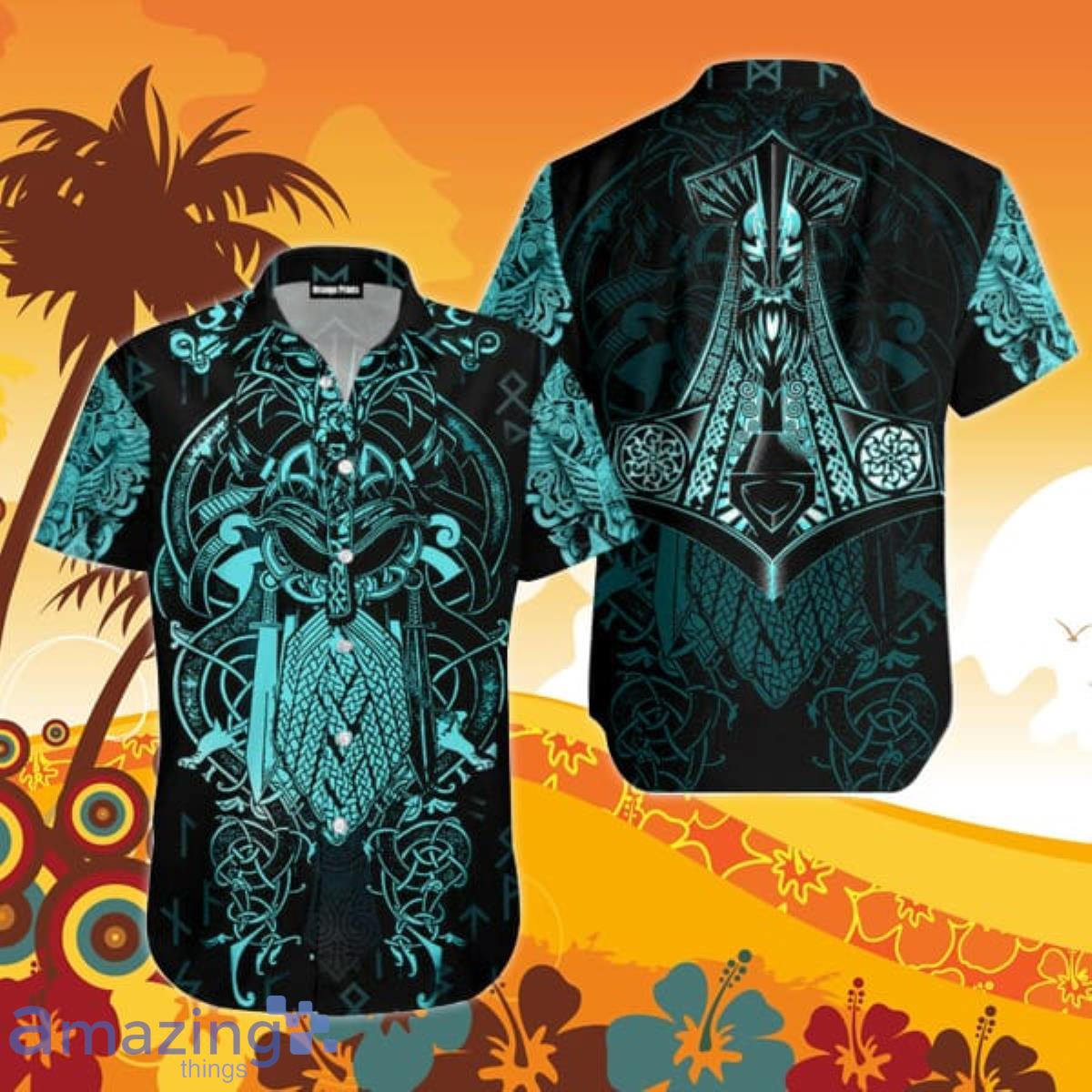 Vikings – The Raven Blue of Odin Hawaiian Shirt For Men And Women Product Photo 1