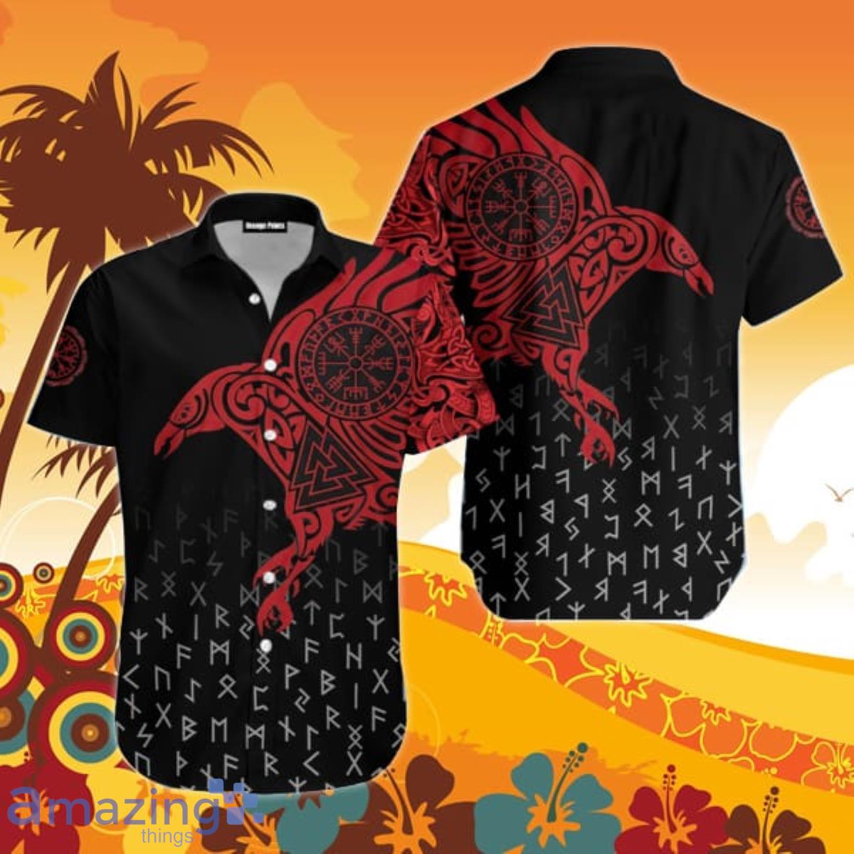 Vikings – The Raven of Odin Hawaiian Shirt For Men And Women Product Photo 1