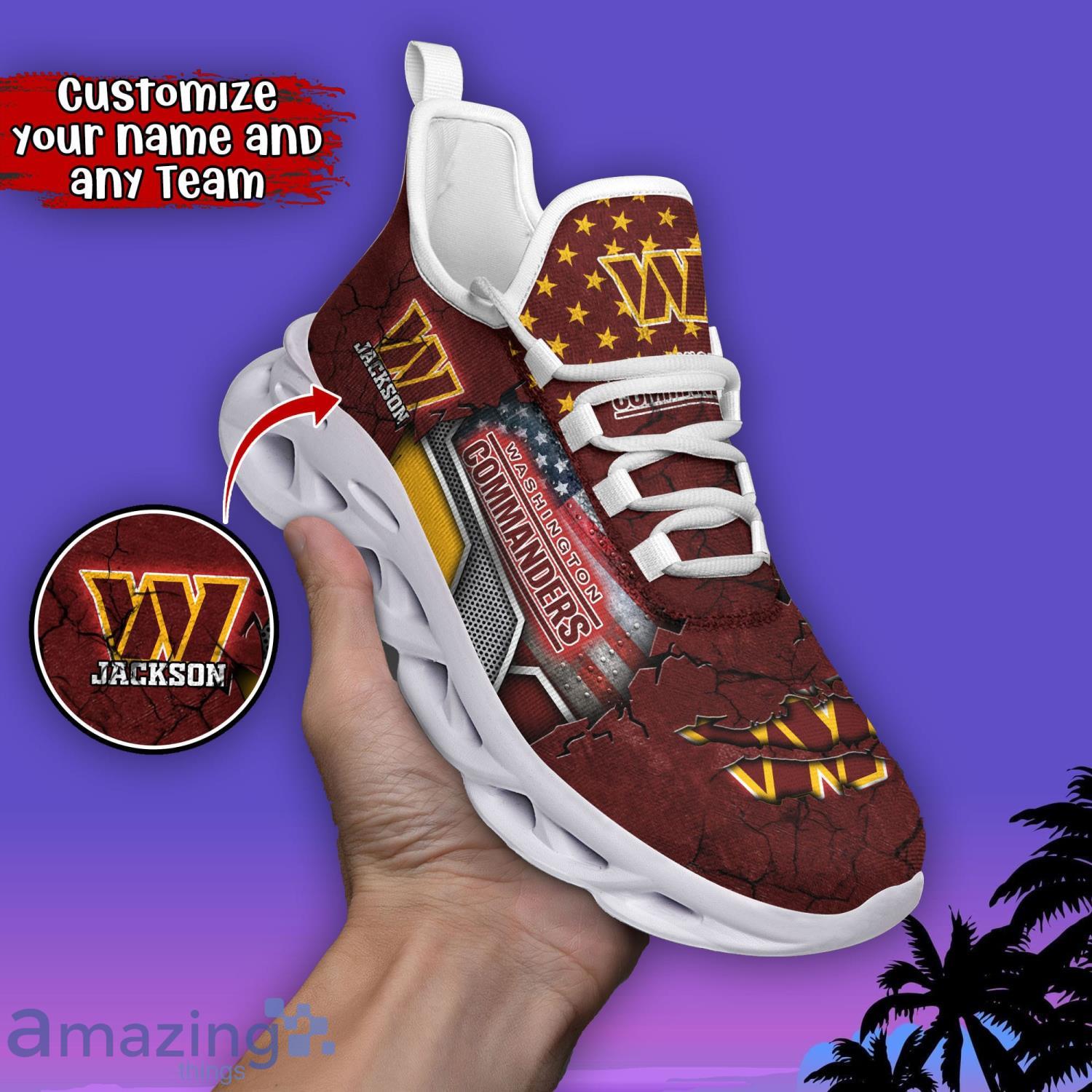 Washington Commanders NFL Clunky Sneakers Custom Name Sport Max Soul Shoes  For Fan