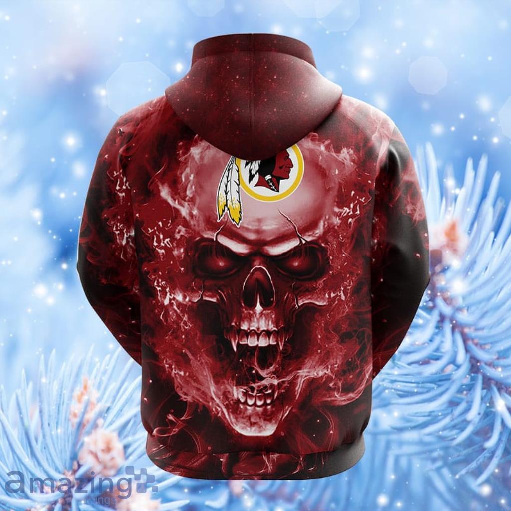 Washington Redskins NFL Skull Funny Red Hoodie, Zip Hoodie 3D All Over Print For Fans image Washington Redskins NFL Skull Funny Red Hoodie, Zip Hoodie 3D All Over Print For Fans Product Photo 2