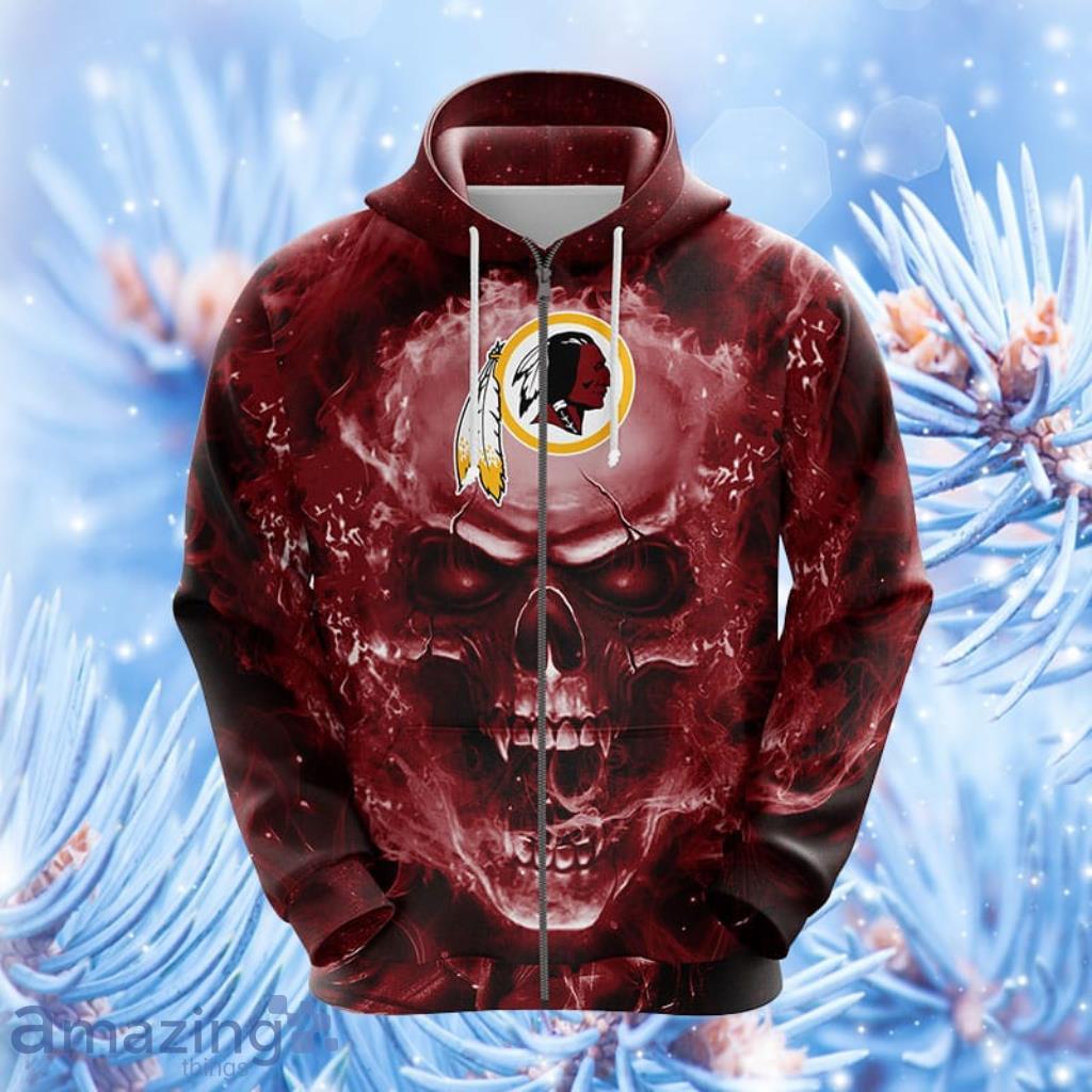 Washington Redskins NFL Skull Funny Red Hoodie, Zip Hoodie 3D All Over Print For Fans image Washington Redskins NFL Skull Funny Red Hoodie, Zip Hoodie 3D All Over Print For Fans Product Photo 3