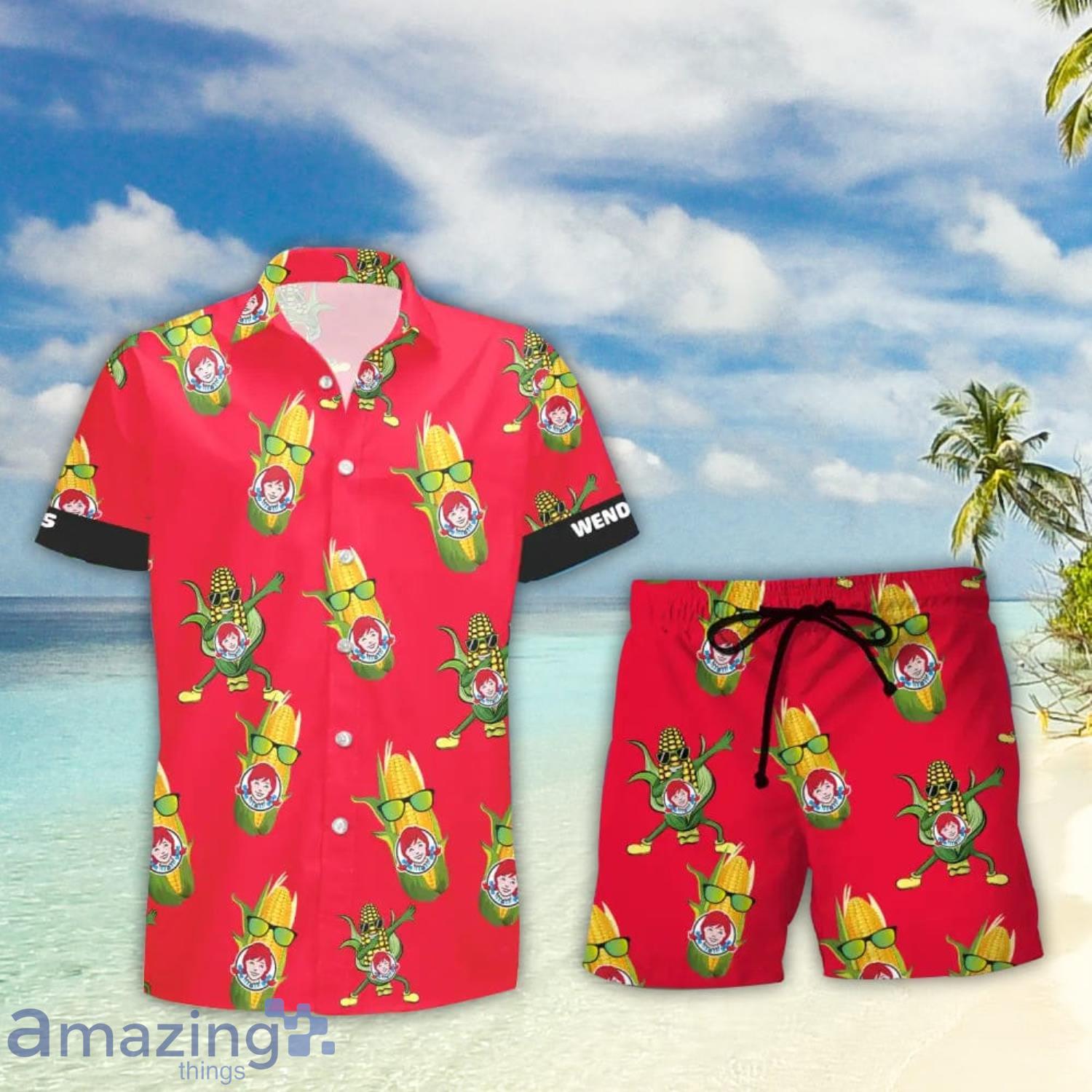 Wendy's Funy Corn Aloha Hawaiian Shirt And Shorts Summer Gift - Wendy's Funy Hawaiian Shirt And Short For Men And Women_1