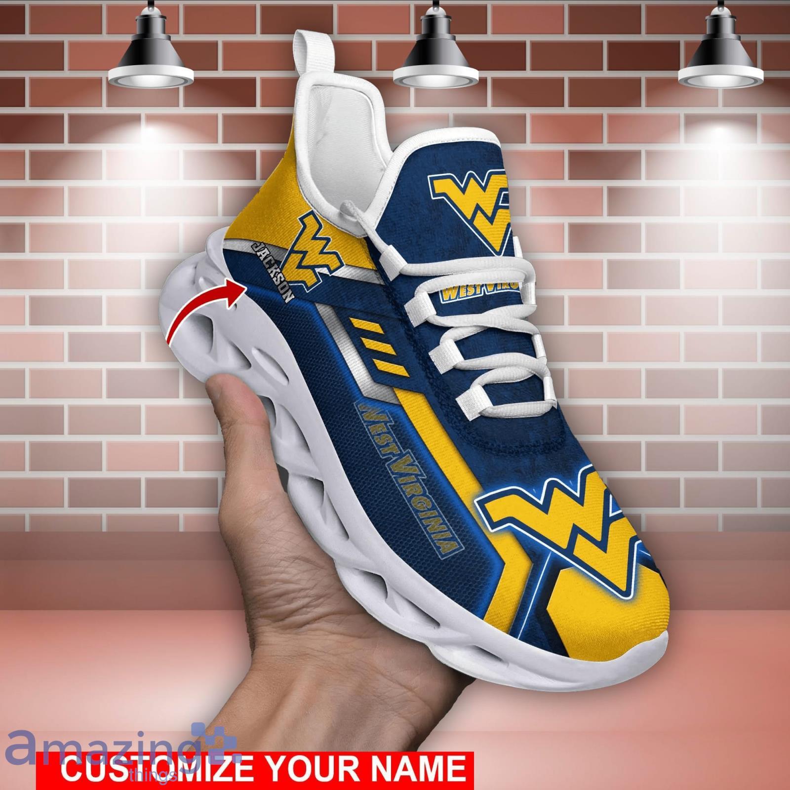 West Virginia Mountaineers NCAA2 Max Soul Shoes Custom Name Sports Sneakers For Fans Product Photo 1