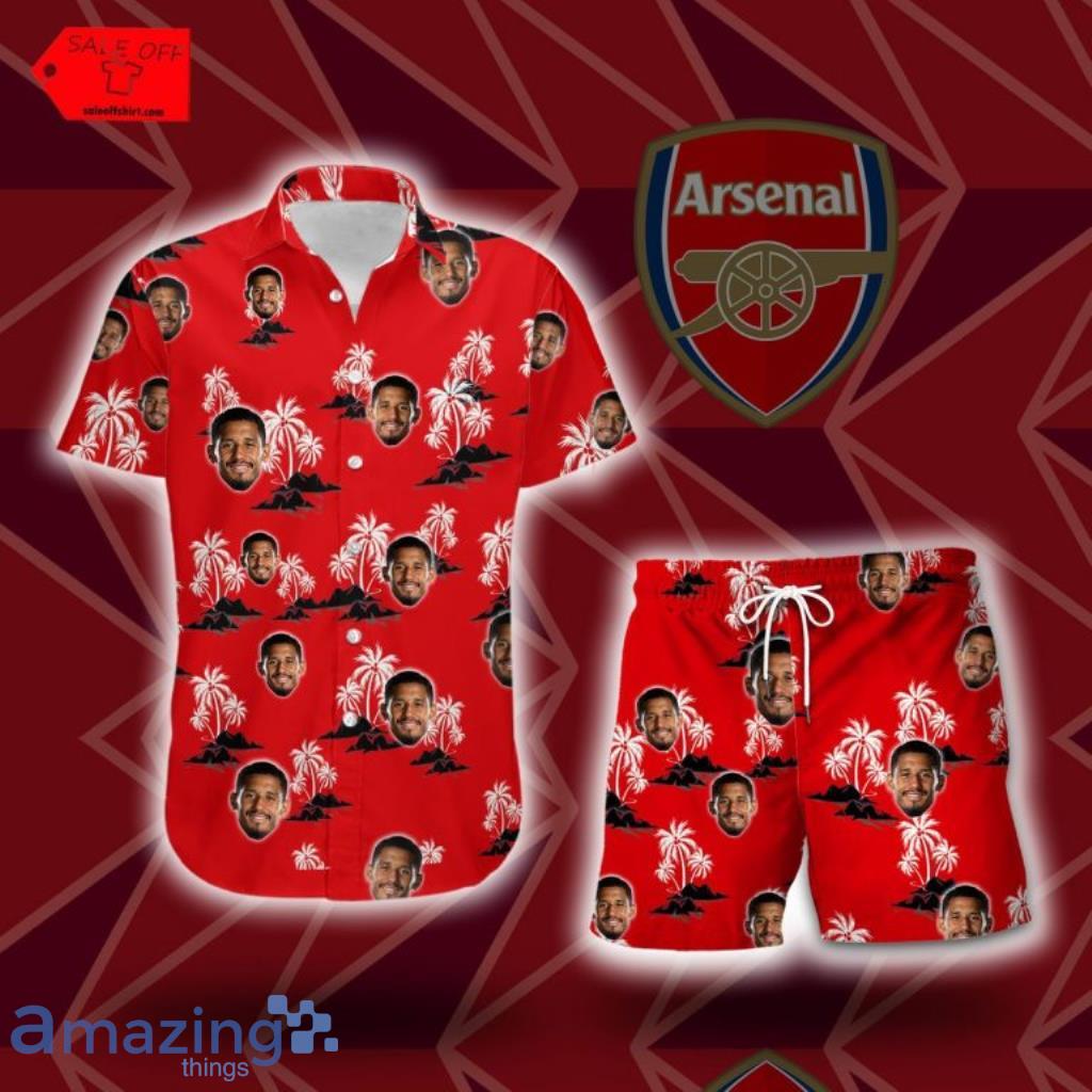 William Saliba Arsenal FC Hawaiian Shirt Beach Short image William Saliba Arsenal FC Hawaiian Shirt Beach Short Product Photo 1