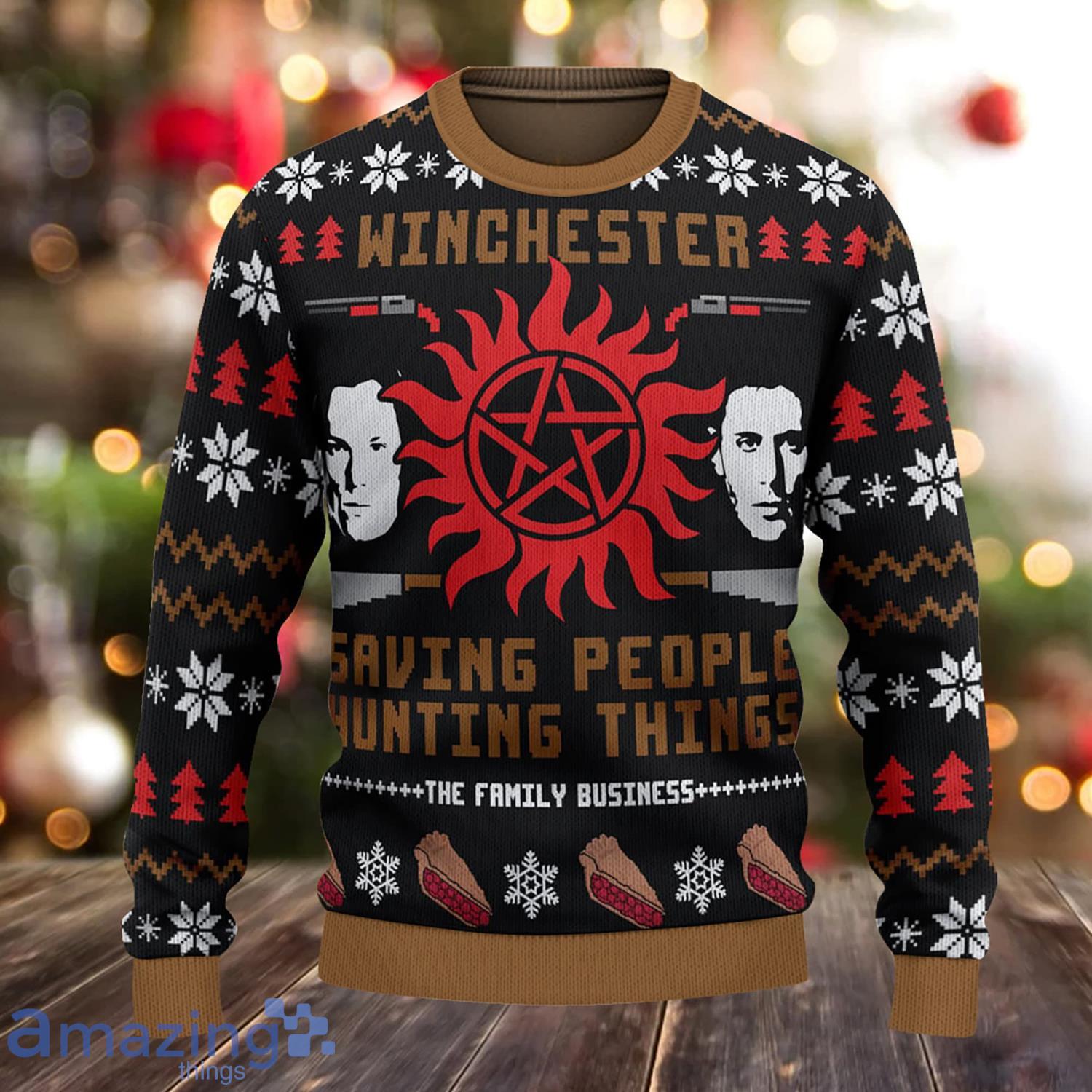 Winchester Brothers 3D All Over Printed Christmas Ugly Sweater Men And Women Gift image Winchester Brothers 3D All Over Printed Christmas Ugly Sweater Men And Women Gift Product Photo 2