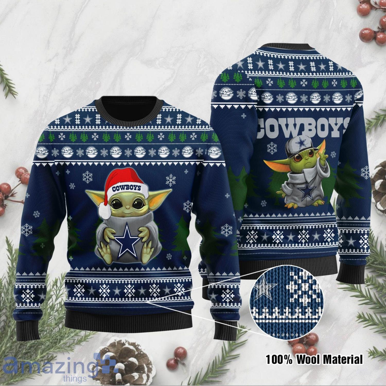 Yoda Baby Love Dallas Cowboys Christmas Warmth Sweater Shirt Product Photo 1