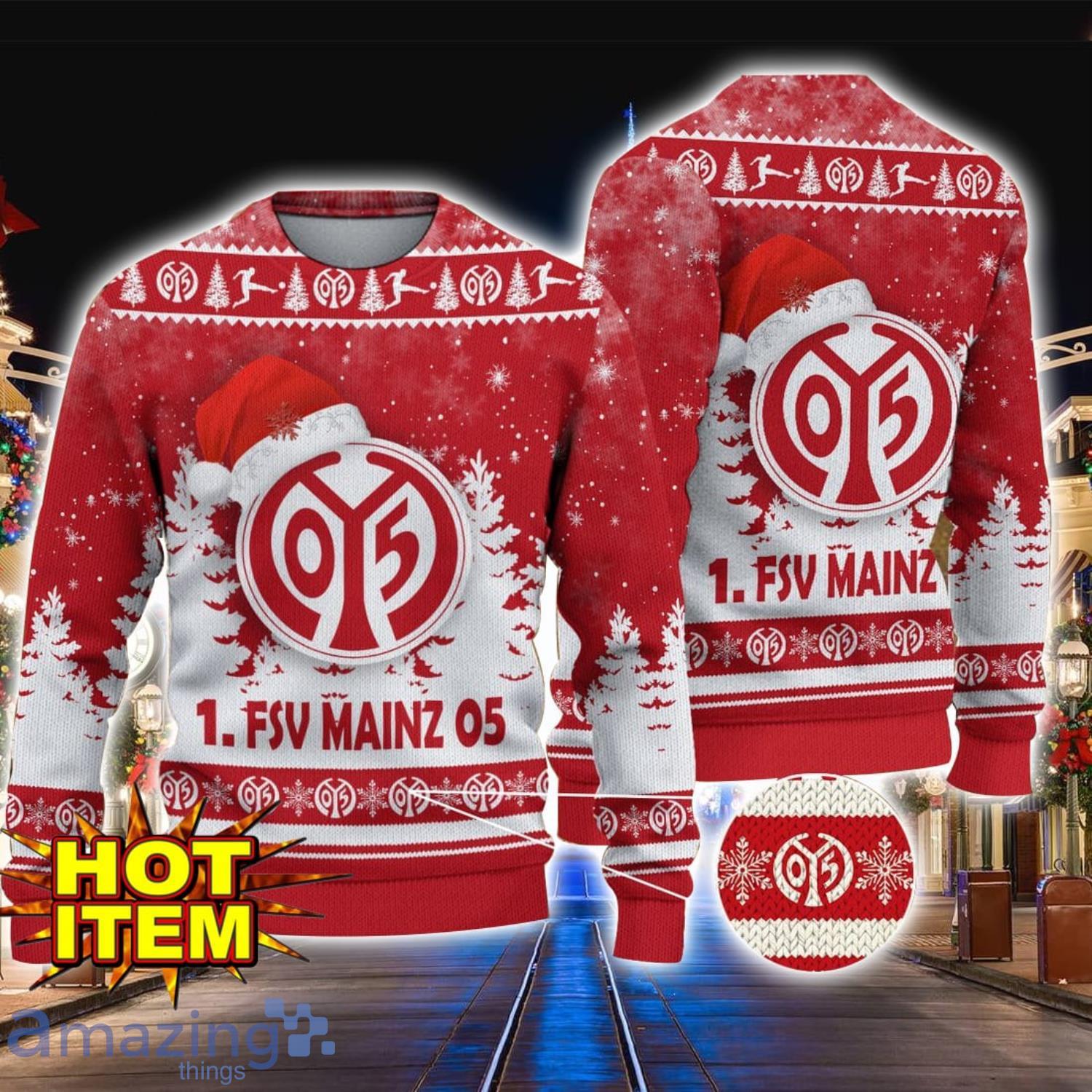 1. FSV Mainz 05 3D Christmas Ugly Christmas Sweater Christmas Hoilday Gift Bundesliga Sweater image 1. FSV Mainz 05 3D Christmas Ugly Christmas Sweater Christmas Hoilday Gift Bundesliga Sweater Product Photo 1