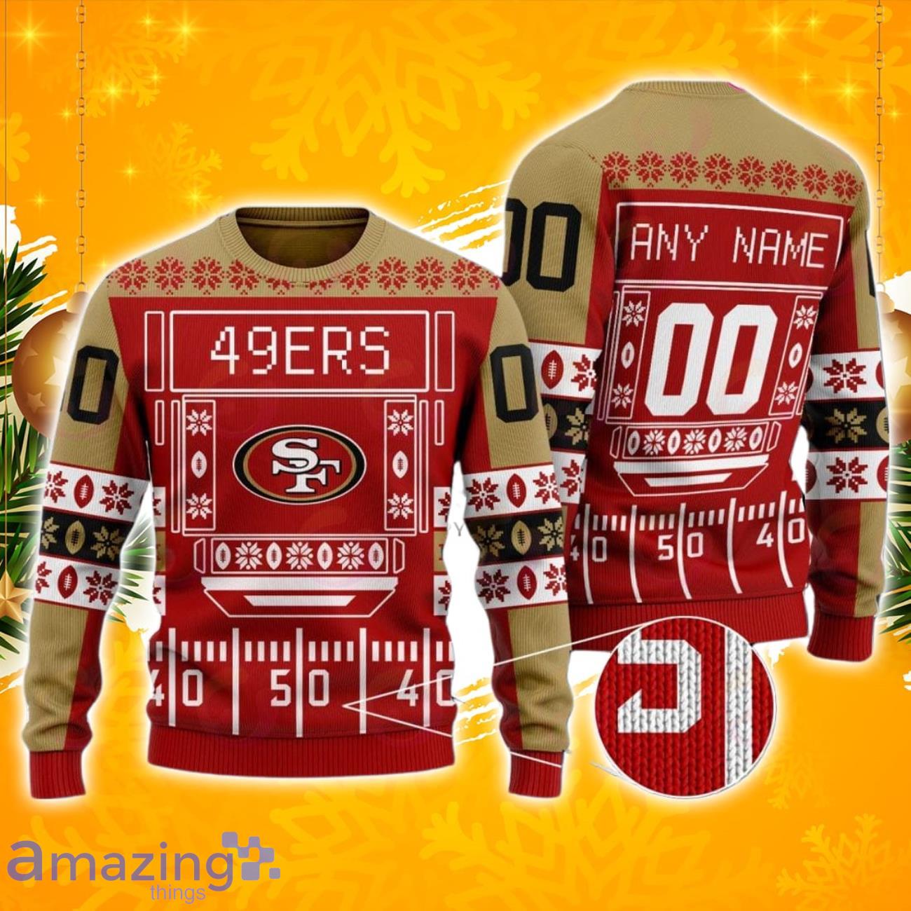 NFL San Francisco 49ers Custom Name And Number Christmas Gift For Fans Ugly  Christmas Sweater - Banantees