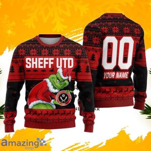 Sheff UTD Grinch Ugly Christmas Sweater Custom Number & Name Product Photo 1