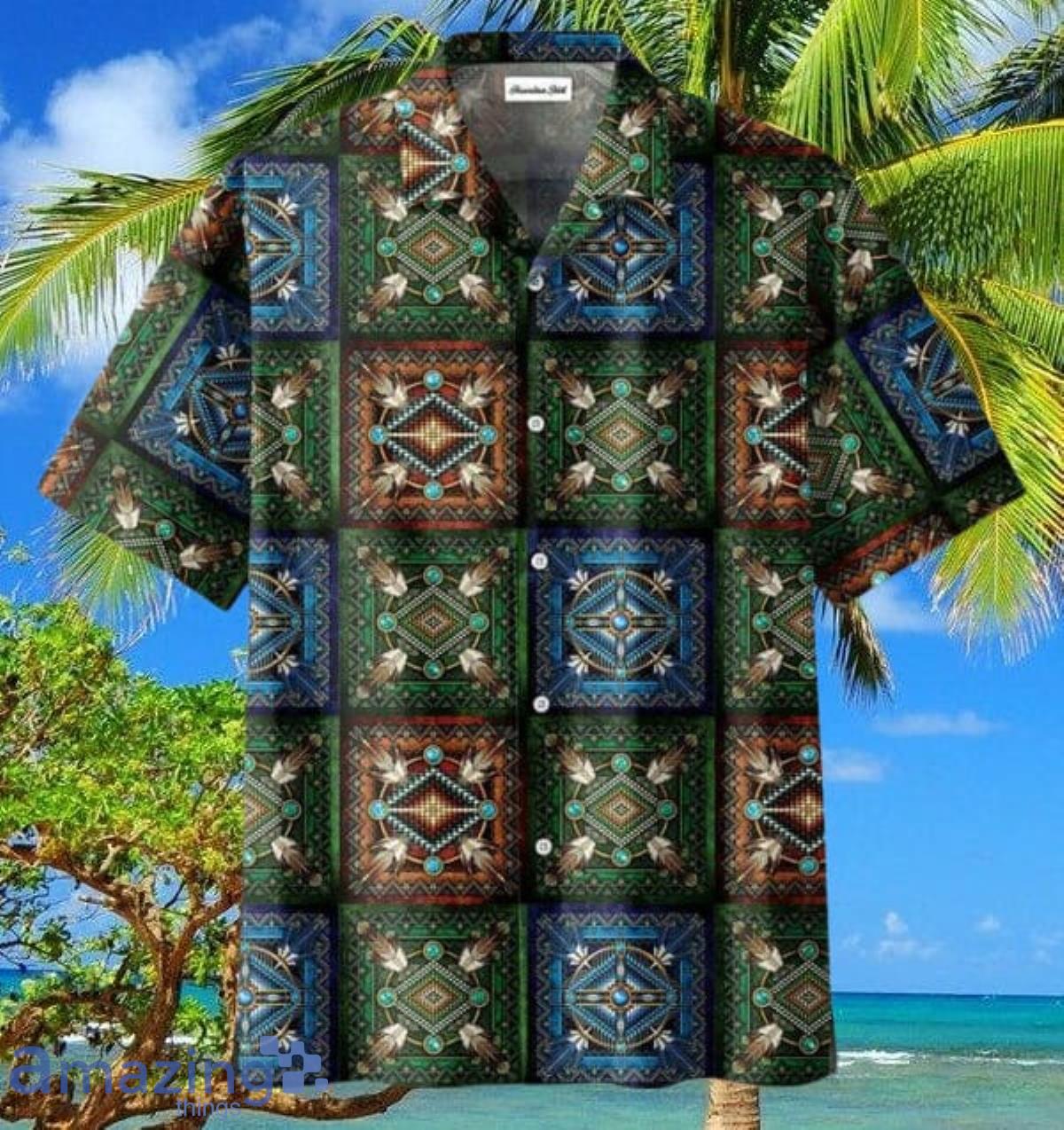 Colorful Tribal Pattern Native Amerian Hawaiian Shirt, Ethnic American  Indian Unique Gift