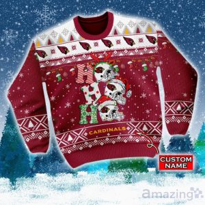 Arizona Cardinals NFL Christmas Hohoho Ugly Christmas Sweater Custom Name Product Photo 2