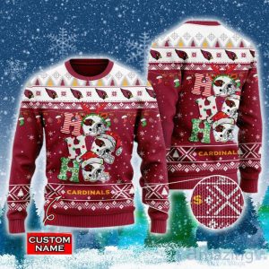 Arizona Cardinals NFL Christmas Hohoho Ugly Christmas Sweater Custom Name Product Photo 1