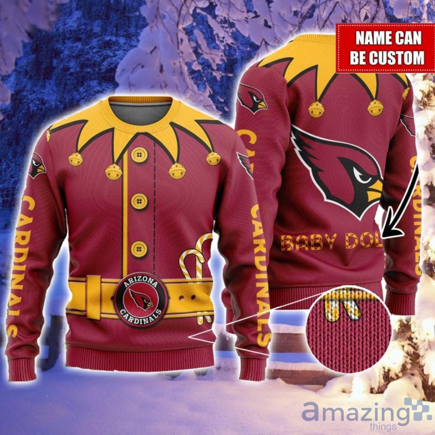 NFL Arizona Cardinals Custom Name Number Ugly Christmas Sweater V3
