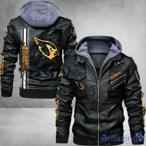 Arizona Cardinals Striped Style Leather Jacket For Fans Product Photo 1