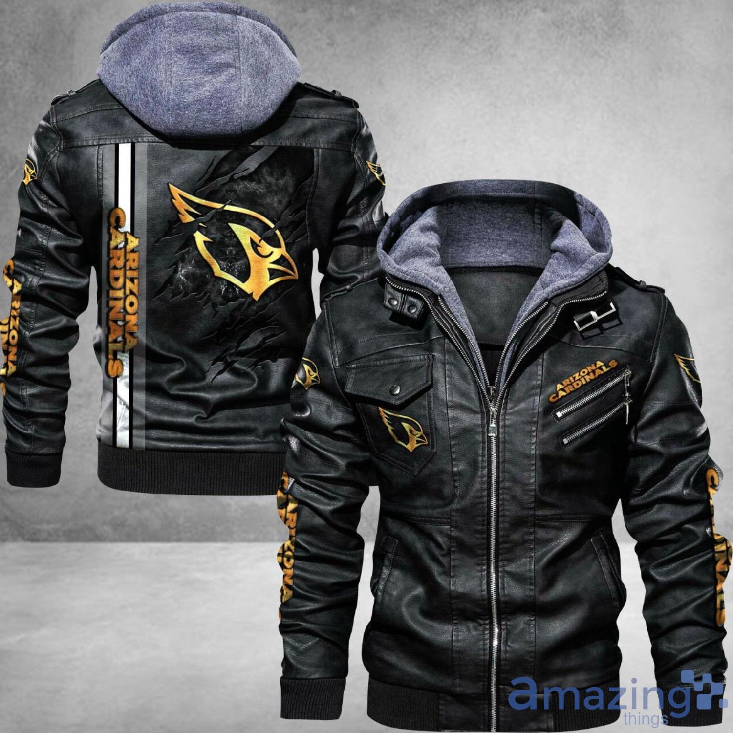Arizona Cardinals Striped Style Leather Jacket For Fans image Arizona Cardinals Striped Style Leather Jacket For Fans Product Photo 1