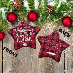 Arkansas Razorbacks Ceramic Ornament Christmas Pixel Art Tartan Background Product Photo 2