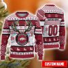 Arkansas Razorbacks Reindeer Pattern Special Custom Name And Number Ugly Christmas Sweater NCAA Fans Gifft
