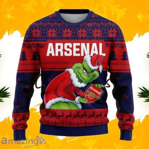 Arsenal Grinch Ugly Christmas Sweater Custom Number & Name Product Photo 2