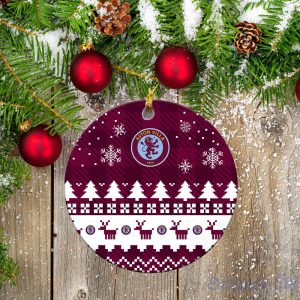 Aston Villa Ceramic Ornament Christmas Pixel Art Tartan Background Product Photo 2