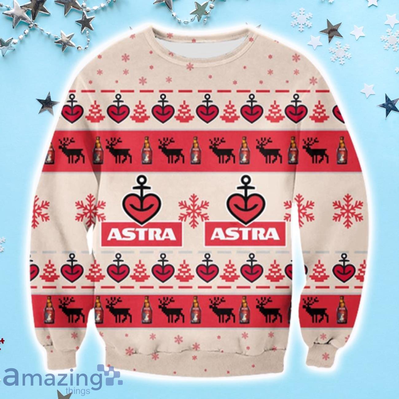 Astra Beer Print 3D All Over Printed Ugly Christmas Sweater image Astra Beer Print 3D All Over Printed Ugly Christmas Sweater Product Photo 1