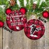 Atlanta Falcons Ceramic Ornament Christmas Pixel Art Tartan Background