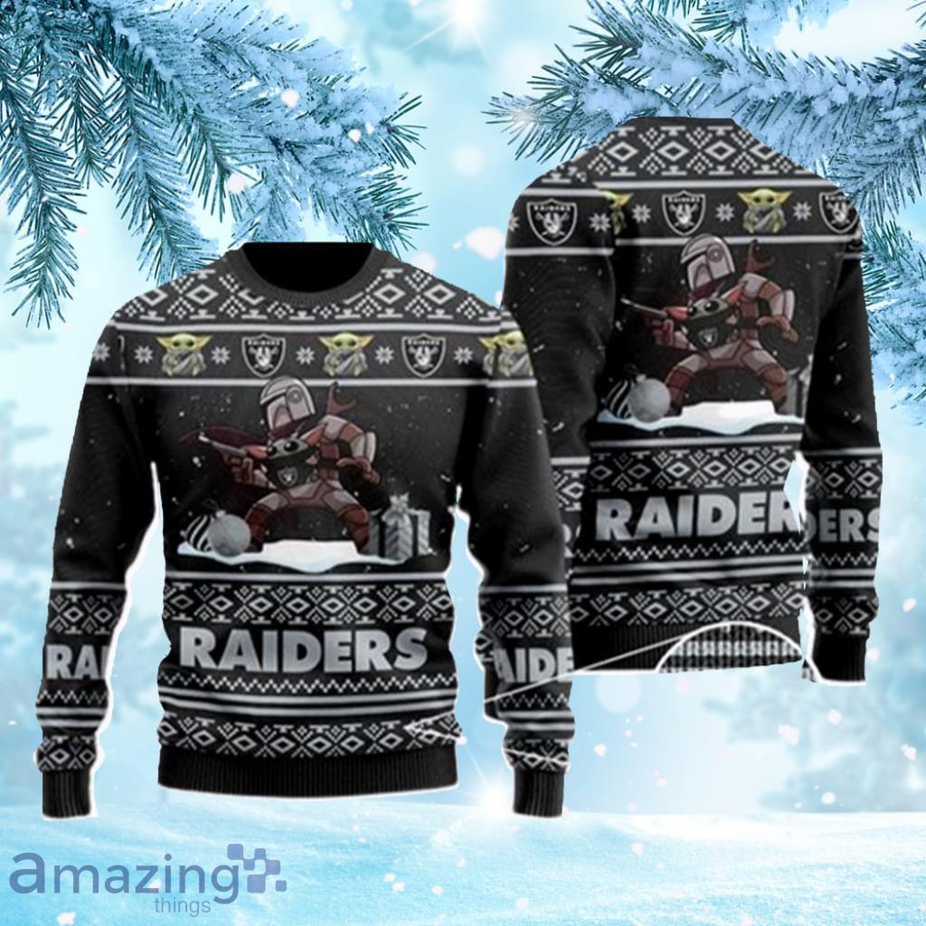 Baby Yoda Boba Fett The Mandalorian Las Vegas Raiders NFL Ugly Christmas  Sweater Gift For Raiders Fan - Mugteeco