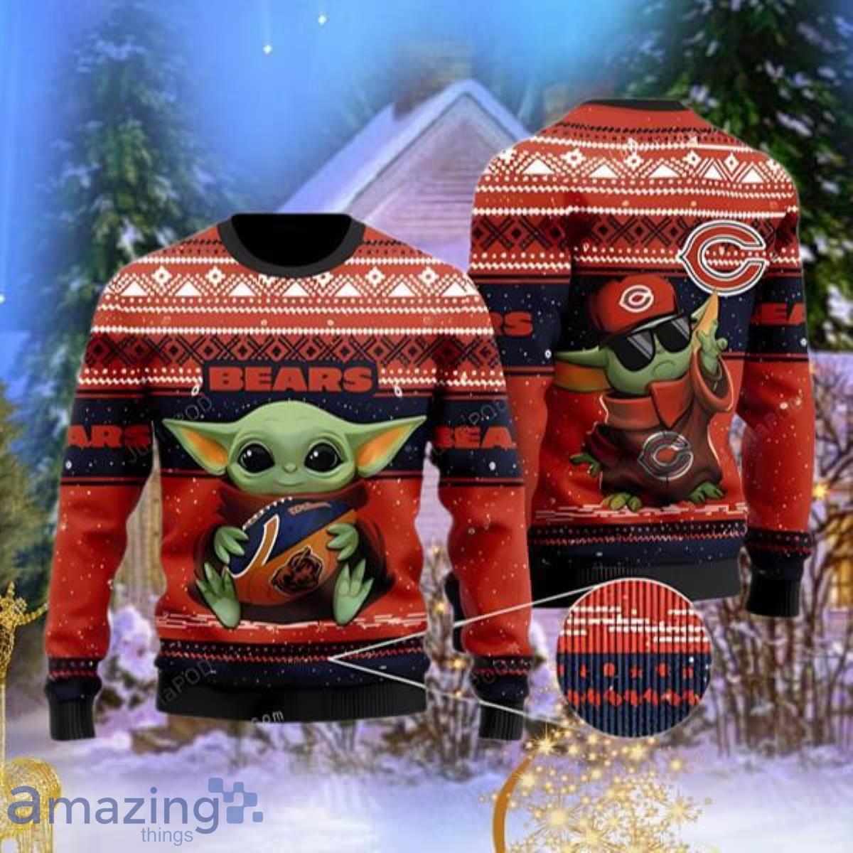 Baby Yoda NFL Chicago Bears Ugly Christmas Sweater Nice Gift For Everyone image Baby Yoda NFL Chicago Bears Ugly Christmas Sweater Nice Gift For Everyone Product Photo 1