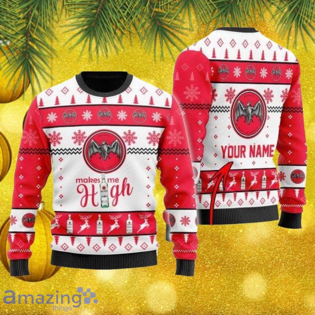 Bacardi Rum Makes Me High Personalized Name Ugly Knitted Sweater Christmas Gift image Bacardi Rum Makes Me High Personalized Name Ugly Knitted Sweater Christmas Gift Product Photo 1