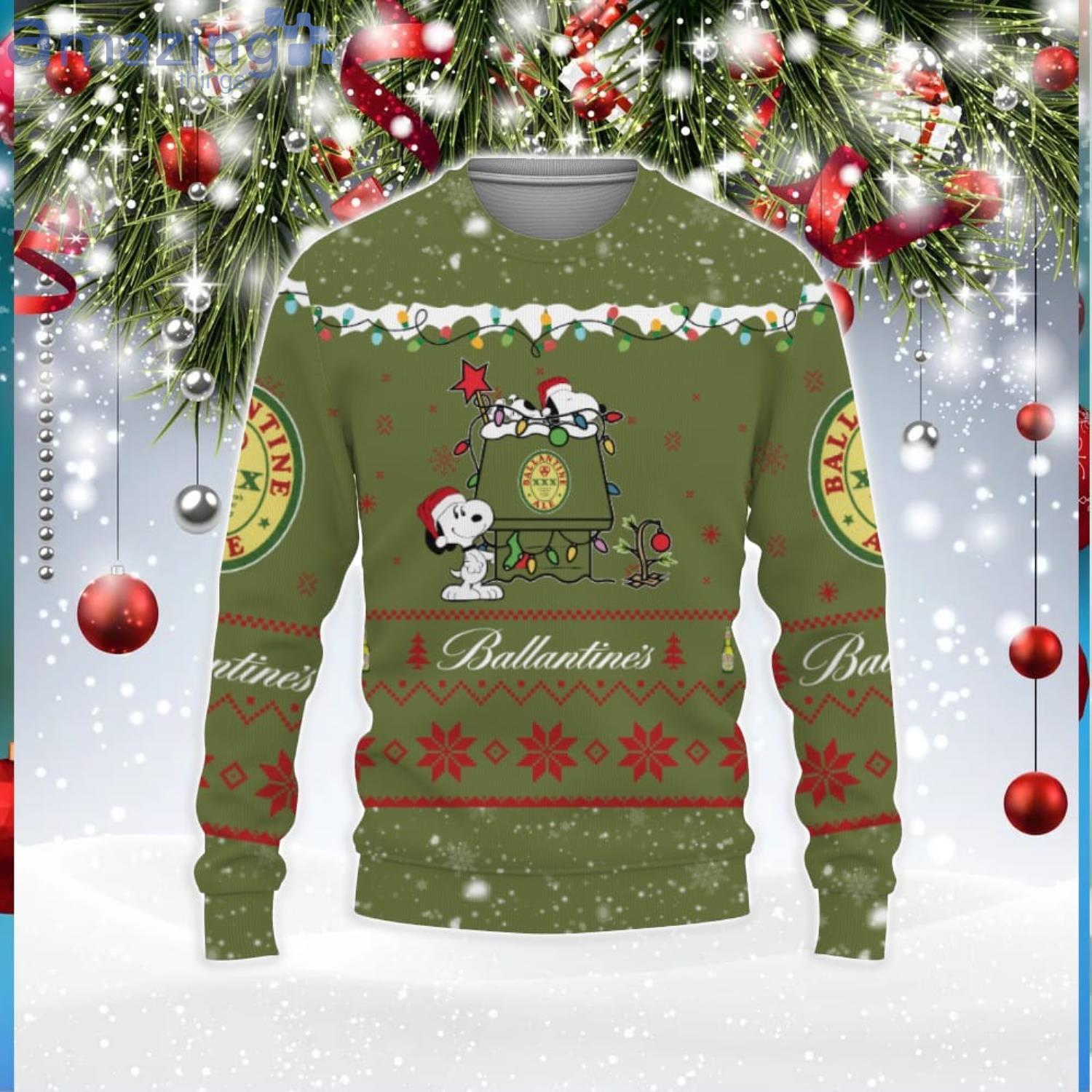 Ballantine Ale Beers American Whiskey Beers Merry Christmas Snoopy House Cute Gift 3D Ugly Christmas Sweater Product Photo 1