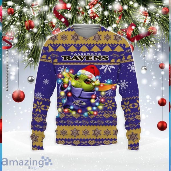 NFL Baby Yoda Baltimore Ravens Ugly Christmas Sweater - LIMITED EDITION