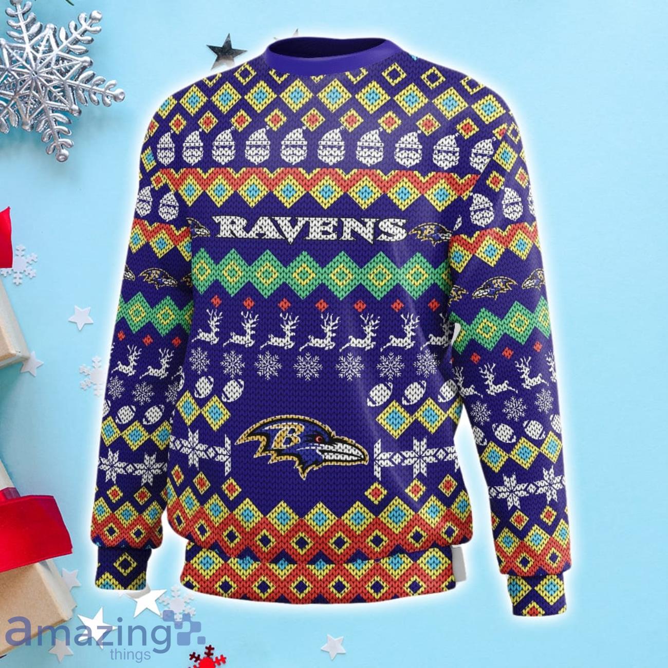 Baltimore Football Ugly Christmas Sweater, Baltimore Raven Ugly Christmas  3D Sweater - Bring Your Ideas, Thoughts And Imaginations Into Reality Today