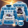 Baltimore Ravens Fans Logo Snowflake Pattern Ugly Christmas Sweater Blue