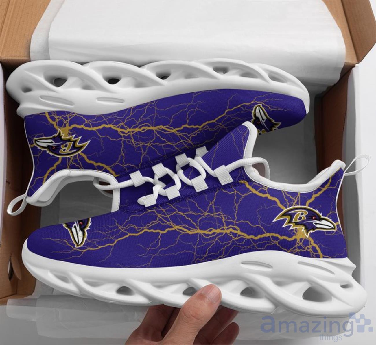 Baltimore Ravens Lightning Pattern Limited Edition Christmas Max Soul Shoes image Baltimore Ravens Lightning Pattern Limited Edition Christmas Max Soul Shoes Product Photo 1