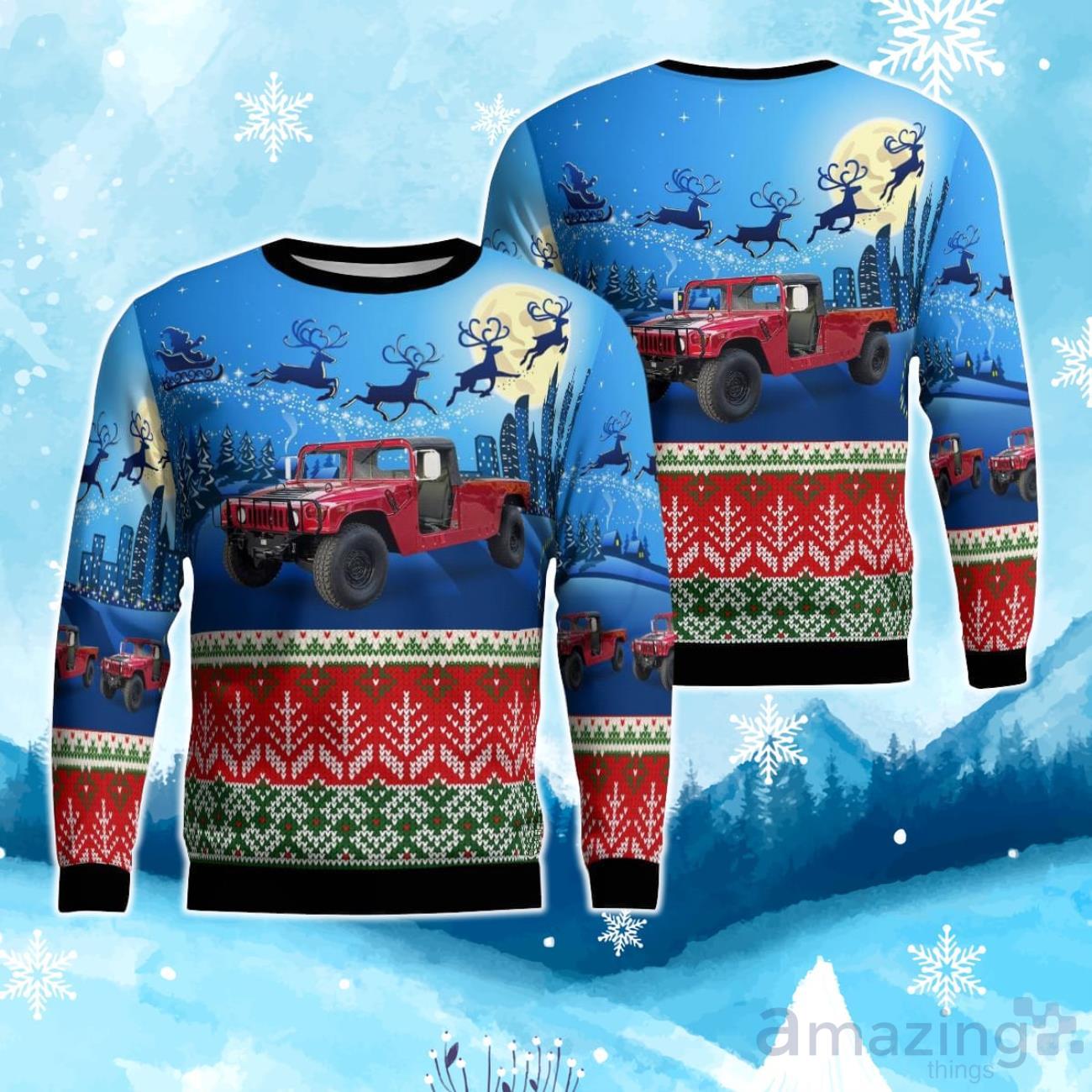 Barrington Countryside Fire Protecstion District Humvee Ugly Christmas Sweater image Barrington Countryside Fire Protecstion District Humvee Ugly Christmas Sweater Product Photo 1
