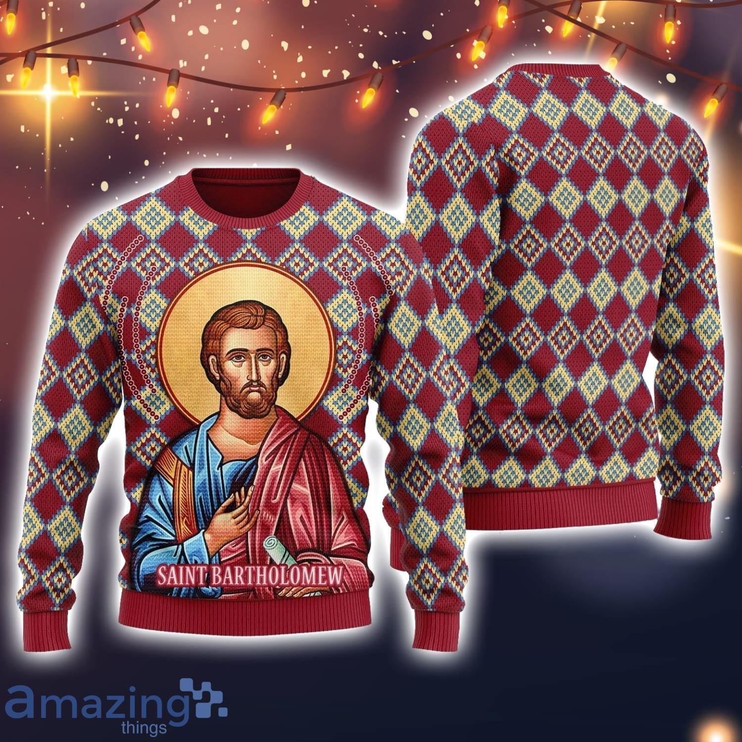 Bartholomew the Apostle Ugly Christmas Sweater Christmas Gifts Unisex image Bartholomew the Apostle Ugly Christmas Sweater Christmas Gifts Unisex Product Photo 1