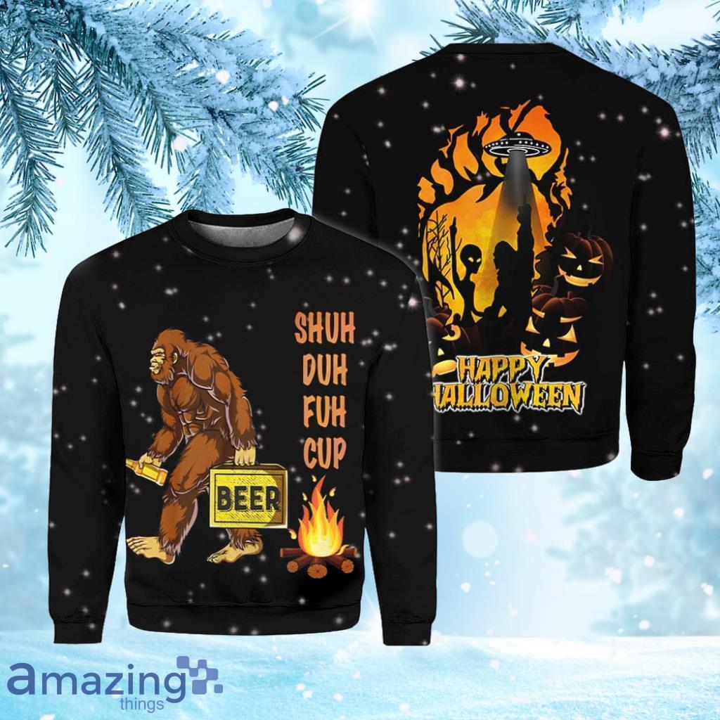 Bigfoot Camping Beer Halloween Christmas Ugly Sweater 3D Gift Halloween Product Photo 1